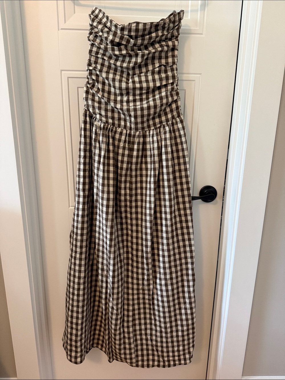 Peppermayo Brown and White Gingham Maxi Dress